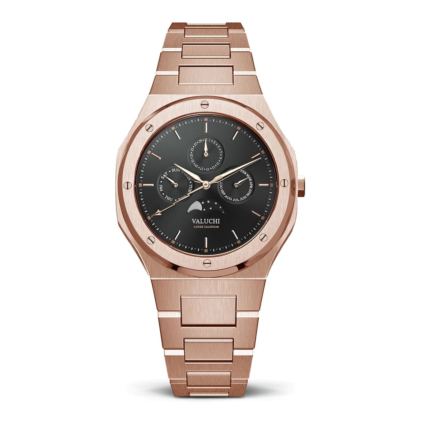rose gold moonphase luxury watch