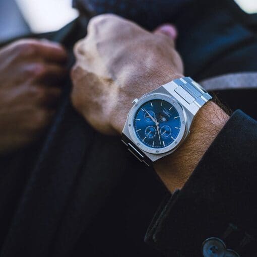 シルバー ブルー ダイヤル 自動巻き メンズ 腕時計 40mm