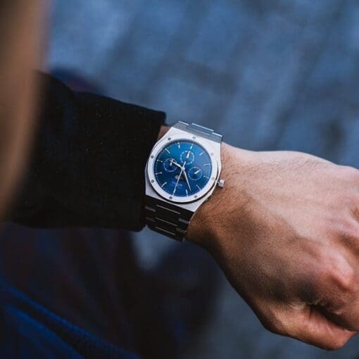 Reloj automático para hombre con esfera azul plateada de 40 mm.