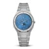 Zilverblauw automatisch horloge