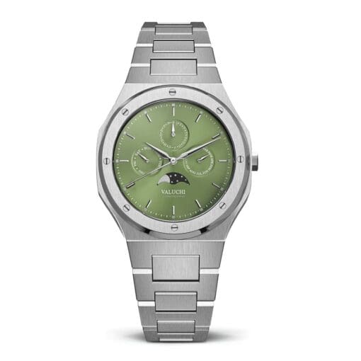 silver green automatic watch