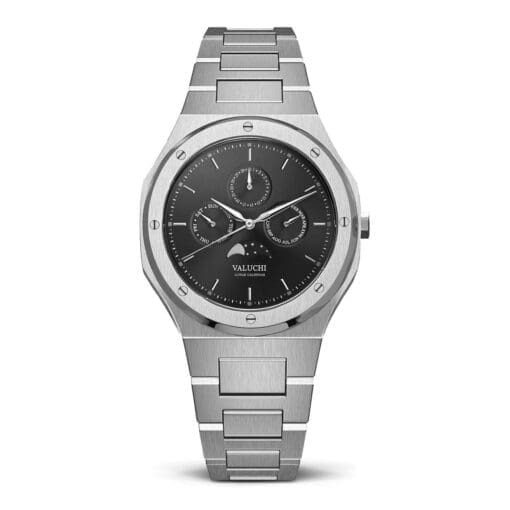 silver black automatic watch