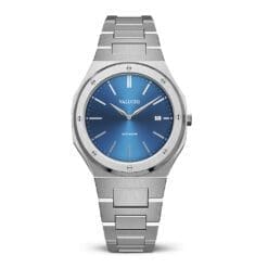 reloj unisex de lujo azul plateado para hombre