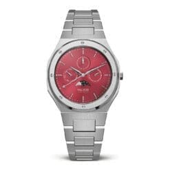 orologio di lusso con fasi lunari rosso argento