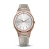leather rose gold white dial luxury women's watch