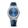 Leer Zilver Blauw Horloge
