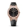 luxury rose gold black leather watch