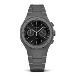 Sleek gunmetal black chronograph watch with a modern design