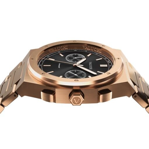 Luxurious rose gold timepiece from the Chronograph Series with a sleek black dial